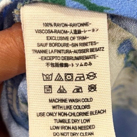 Free People Alora Mini Blue Floral Lace Collar Button Down Boho Dress Sz 2 - Picture 13 of 13